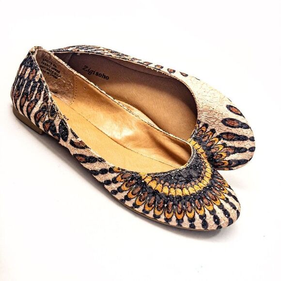 Zigi Soho Sprite Fabric Flats Peacock Sz 6.5 - Picture 9 of 9